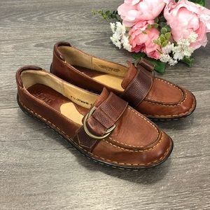 Born brown leather buckle loafers